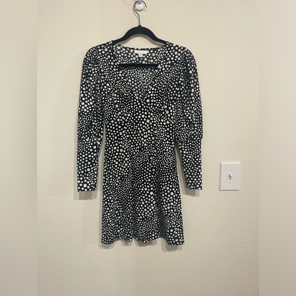 Topshop Long Sleeve Polka Dot Mini Dress